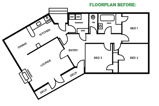 Floorplan before - 3 bedrooms